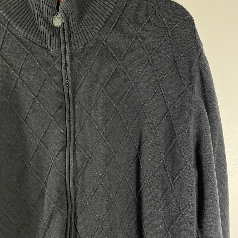 PGA Tour Men's Black Zip-Up Jacket Size L 100% Cotton Ribbed Collar Cuffs & Hem - Picture 4 of 11